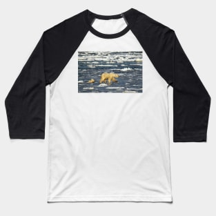 Polar Bears: Mother & Cub Struggling in Hudson Bay, Canada Baseball T-Shirt